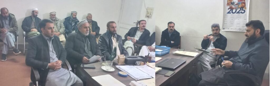 Members of the Kanju Town Welfare Action Council meet Urban Development Authority Swat officials to discuss civic issues.