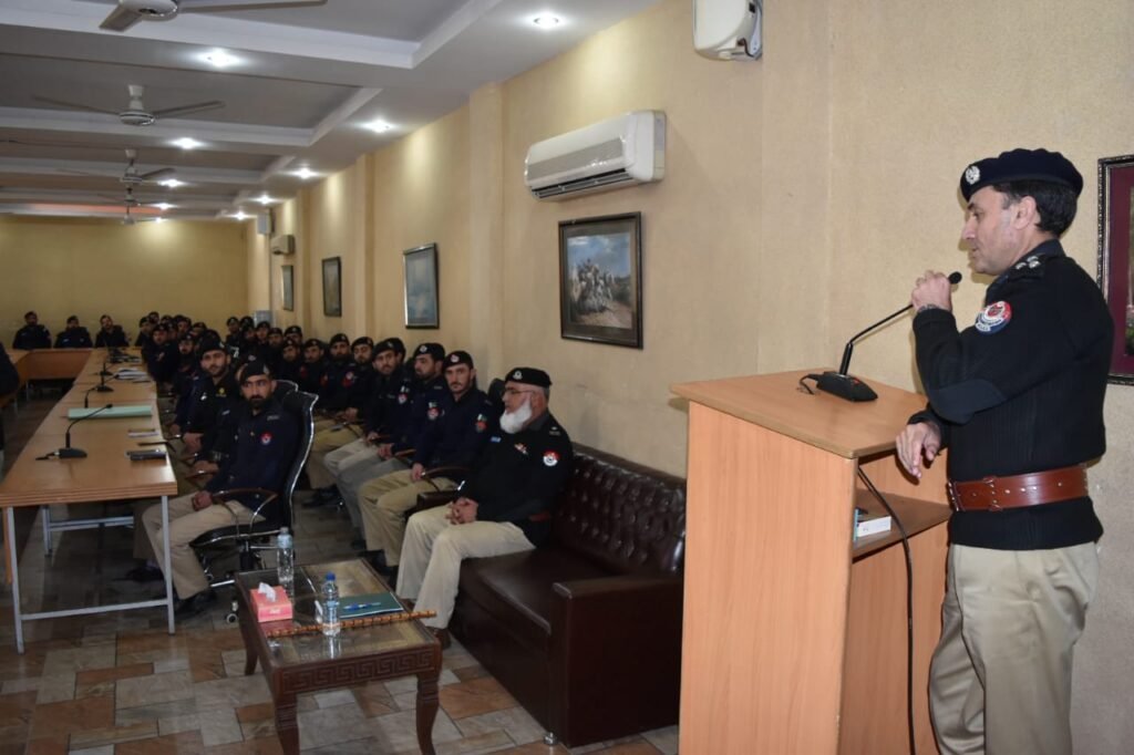 RPO Malakand Syed Fida Hussain Shah inspects training activities at the Police Training School Swat.