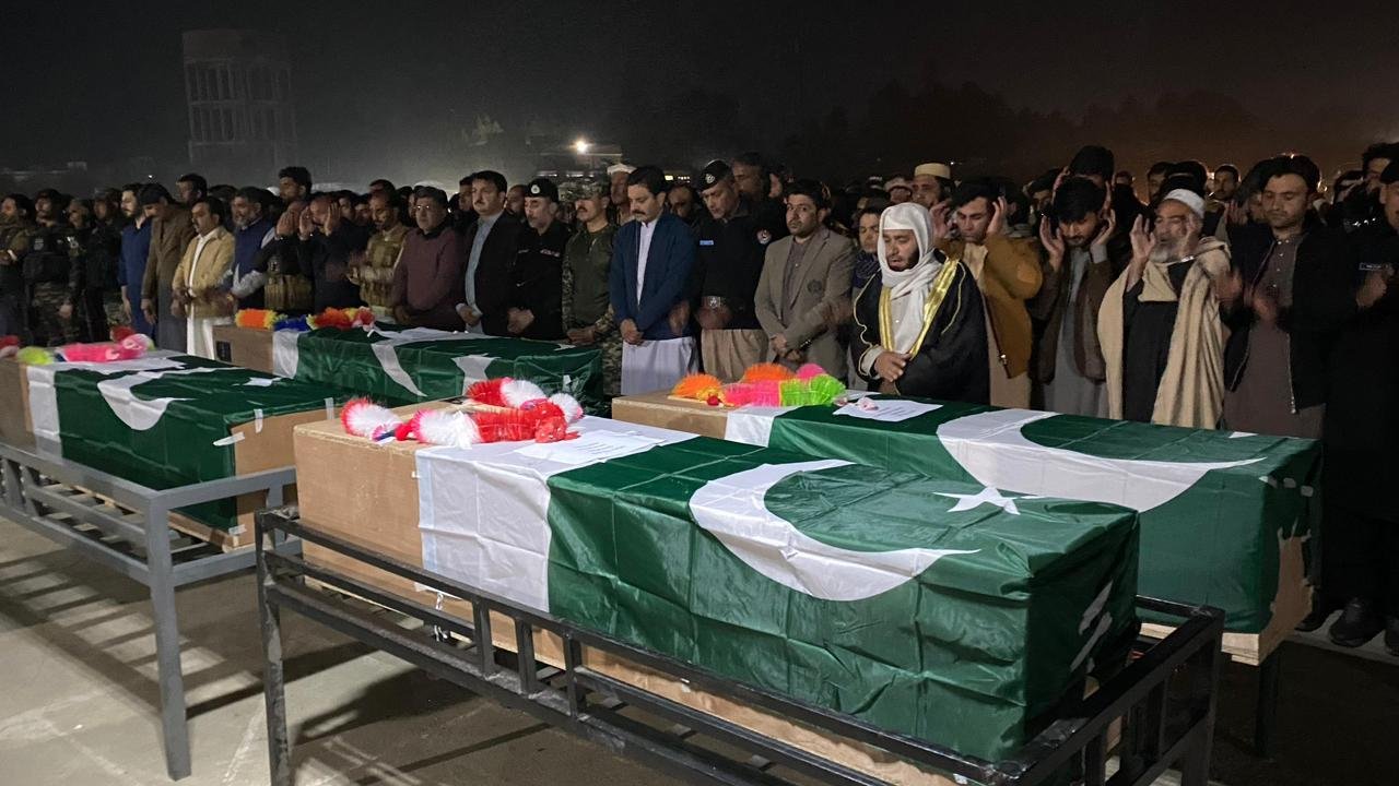 Four Bajaur police personnel laid to rest with state honours after militant ambush