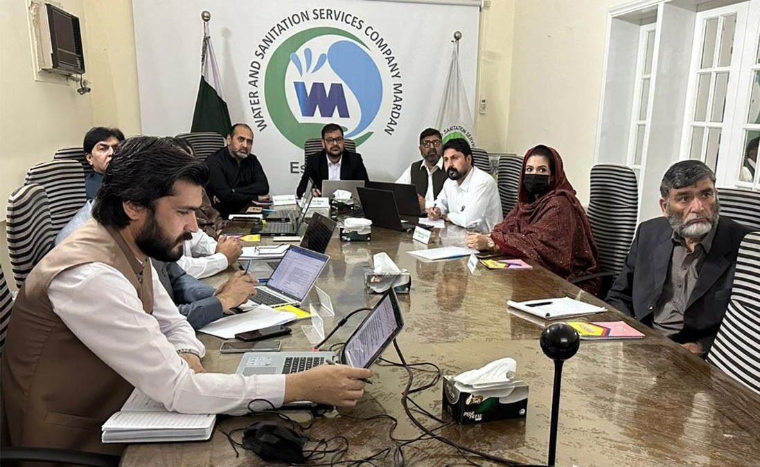 Officials attend the WSSCM board meeting in Mardan where the audit report for fiscal year 2023–24 was approved.